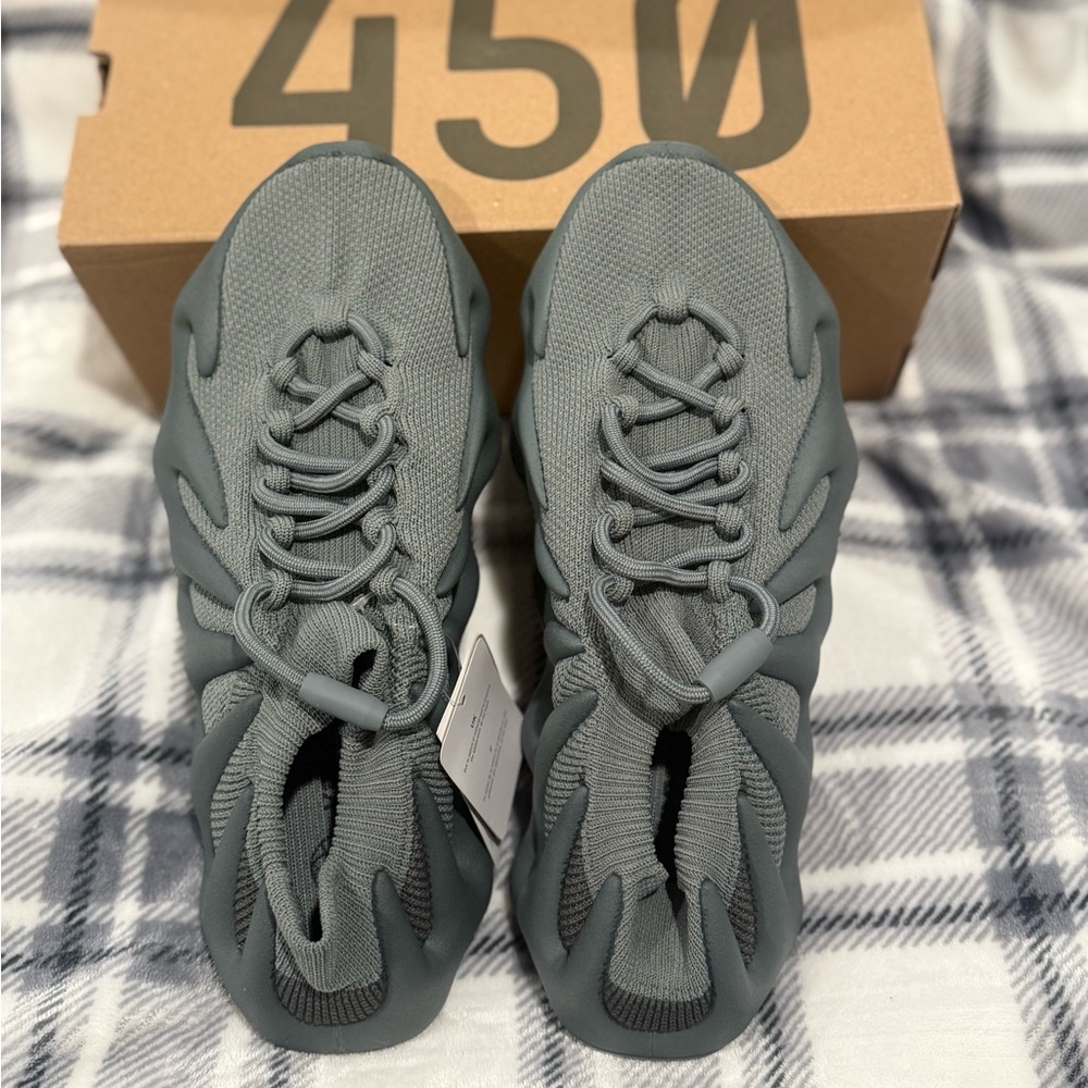 Adidas Yeezy Gray Sneakers with Knit Upper and Unique Sole